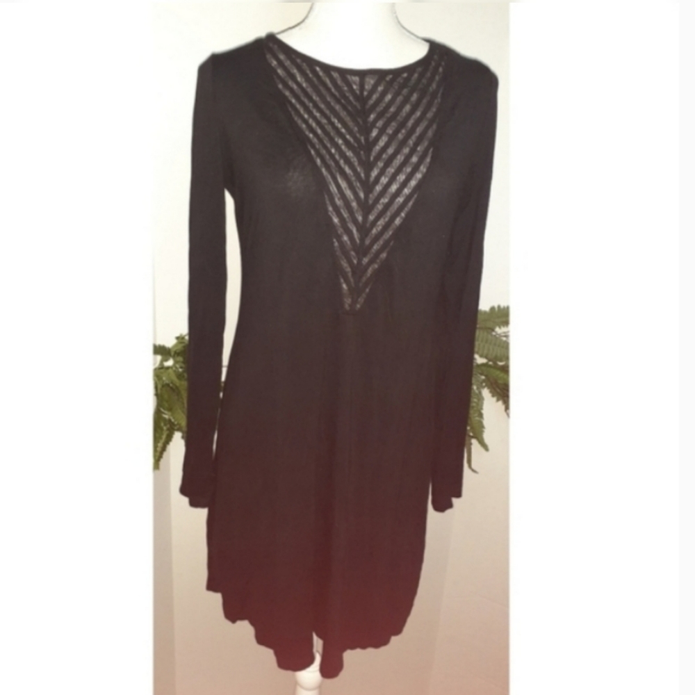 BCBGMaxazria "Farlow" Tulle-Inset Dress - Black - Picture 7 of 10